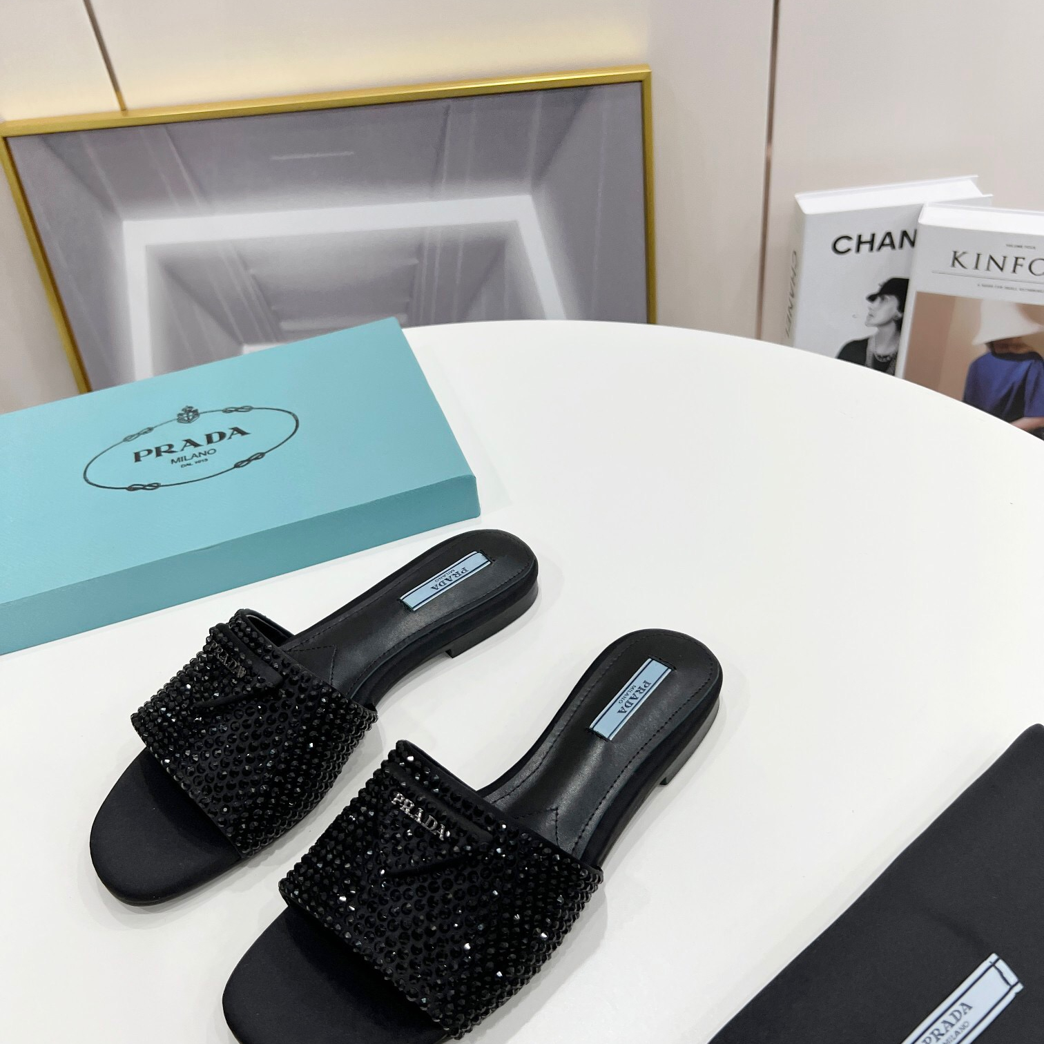 Prada Satin Slippers with Crystals Size 35-41 2-Color