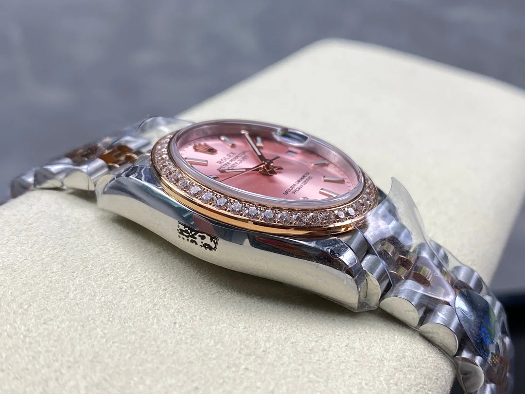 Datejust 31mm Pink Gold Steel Diamond Bezel Pink Dial