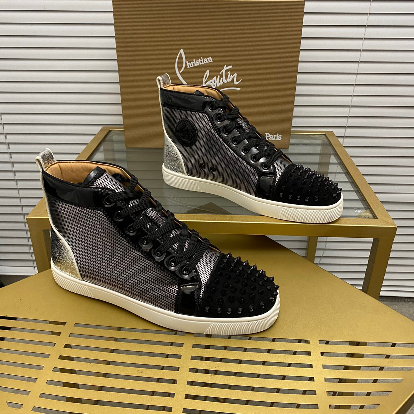 Christian Louboutin Lou Spikes High-Top Sneaker Size 36-46  10-Color