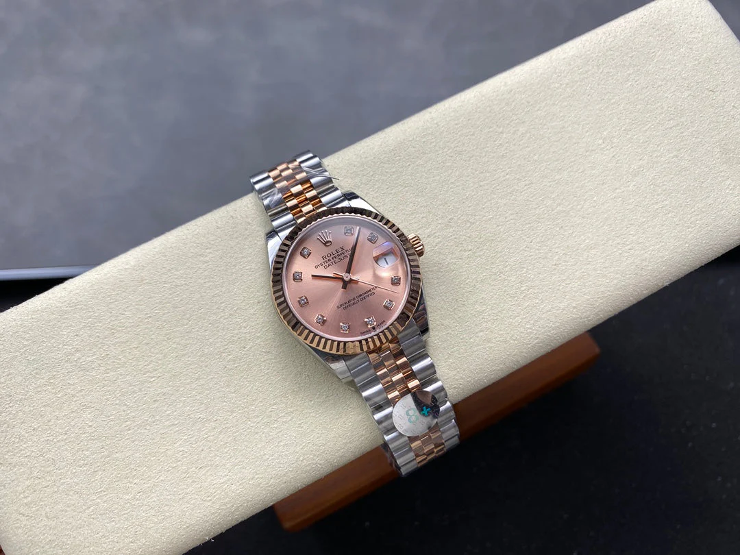 Datejust 31mm Pink Gold Steel Salmon Dial Diamond Numerals