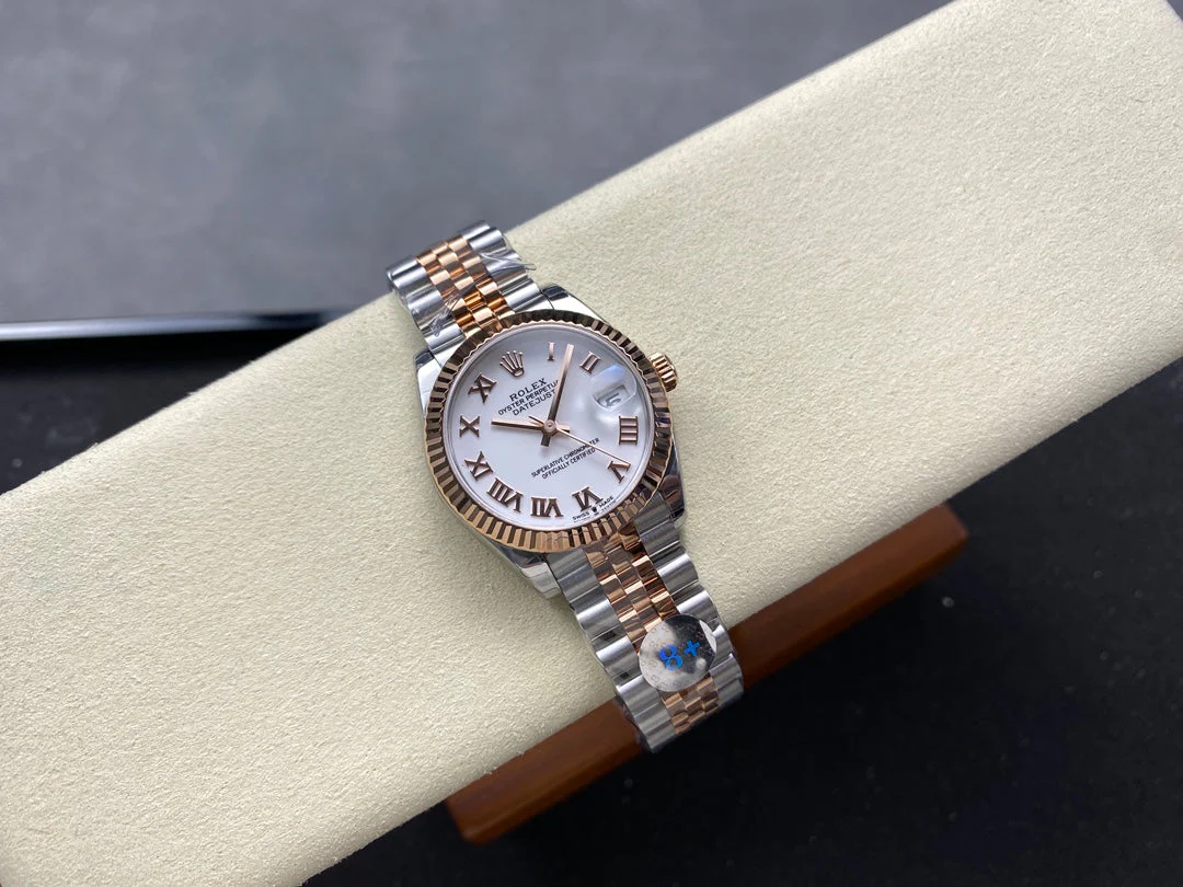 Datejust 31mm Pink Gold Steel White Dial
