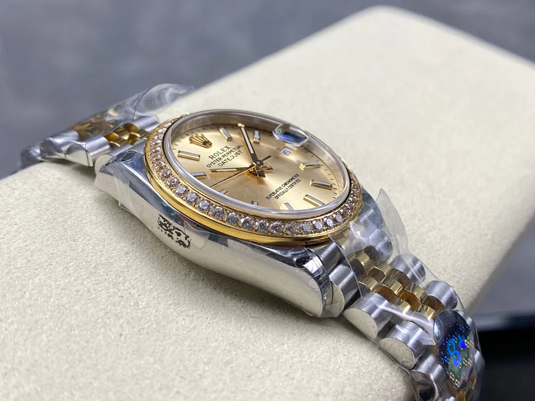 Datejust 31mm Yellow Gold Steel Diamond Bezel Champagne Dial