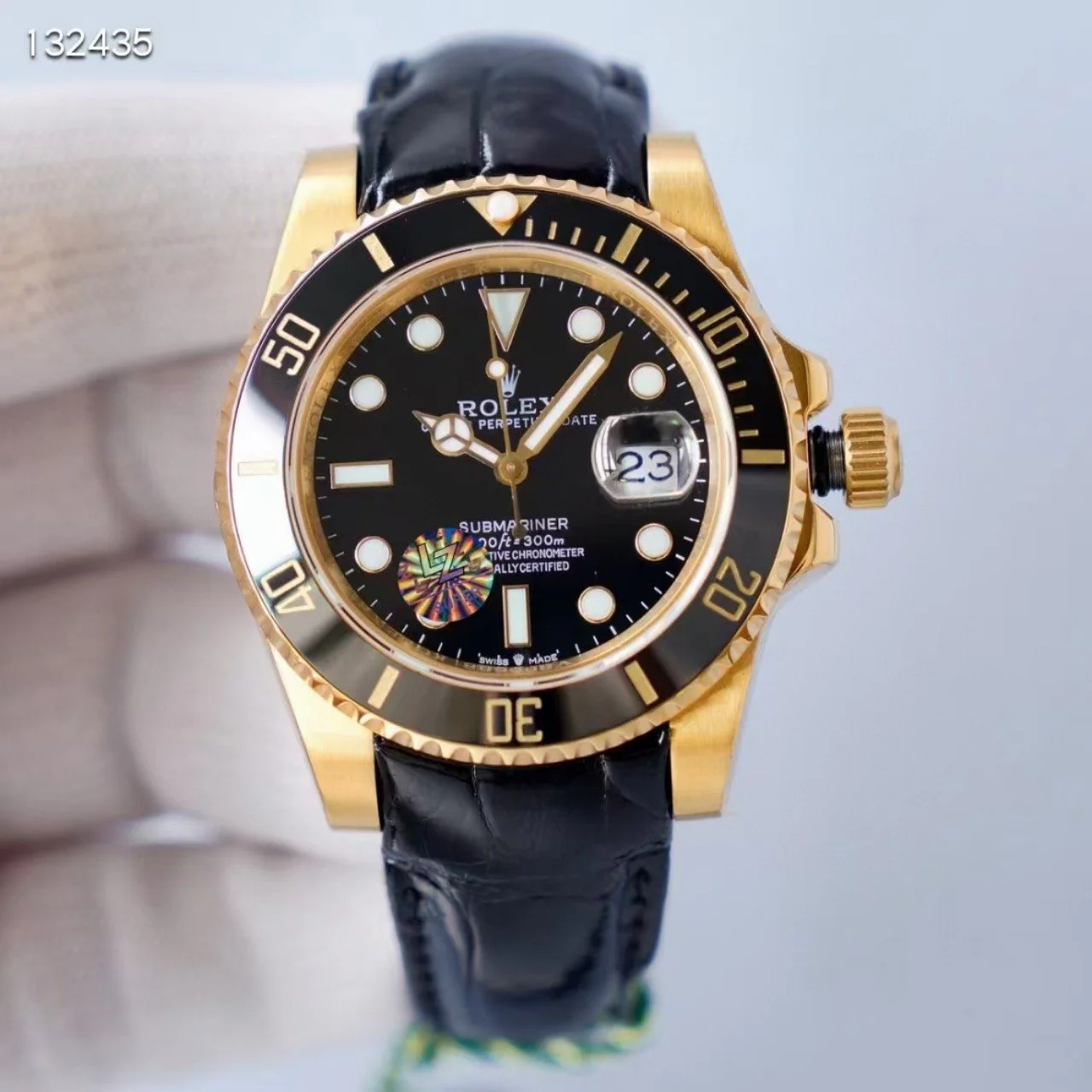 SUBMARINER DATE 41 GOLD CASE LEATHER STRAP