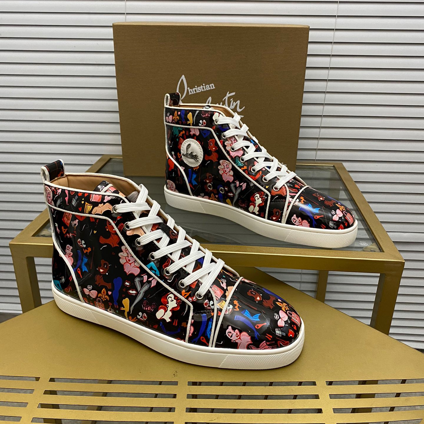 Christian Louboutin Fun Louis High-Top Sneaker Size 36-46  4-Color