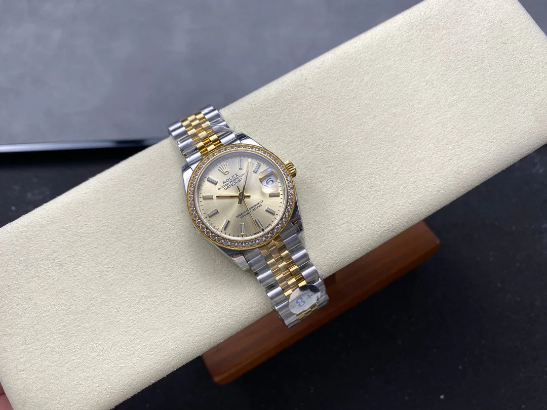 Datejust 31mm Yellow Gold Steel Diamond Bezel Champagne Dial