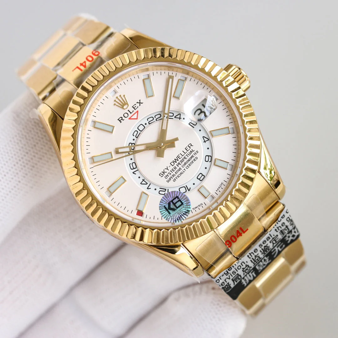 SKY-DWELLER 42MM WHITE DIAL RING COMMAND GOLD OYSTERSTEEL