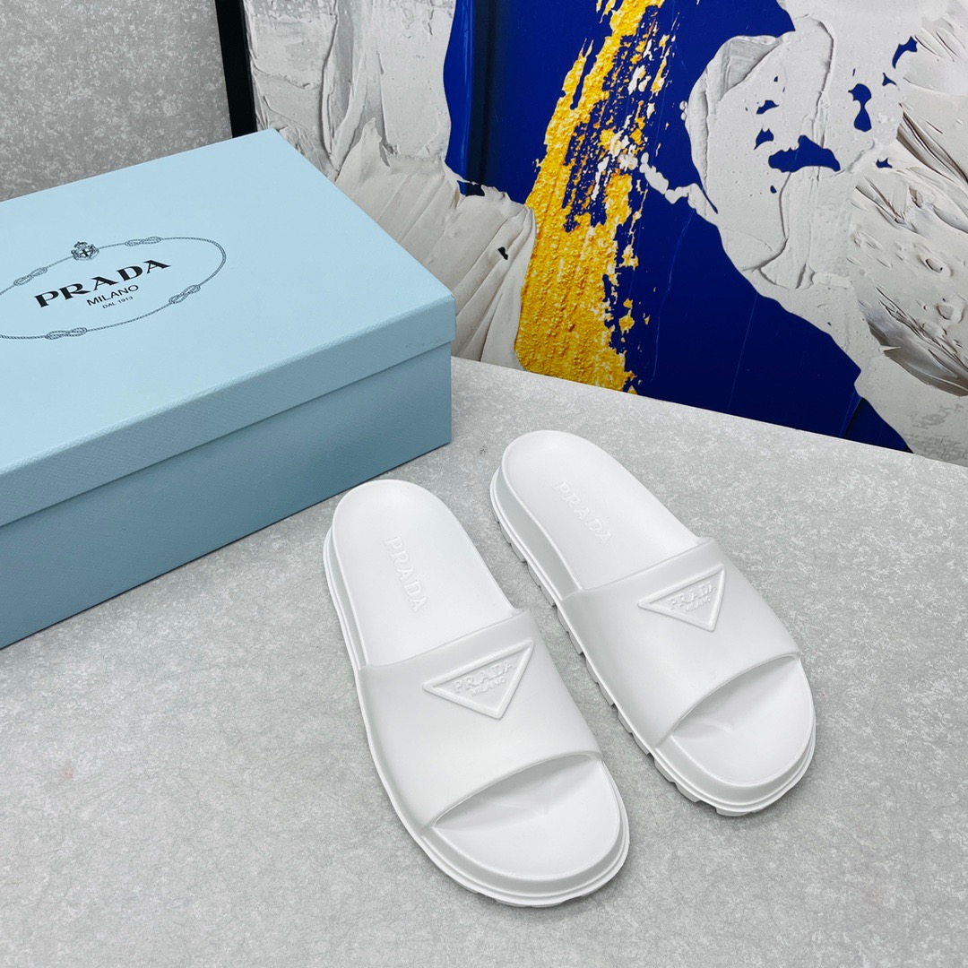 Prada Rubber Slippers Size 35-45 Black/White