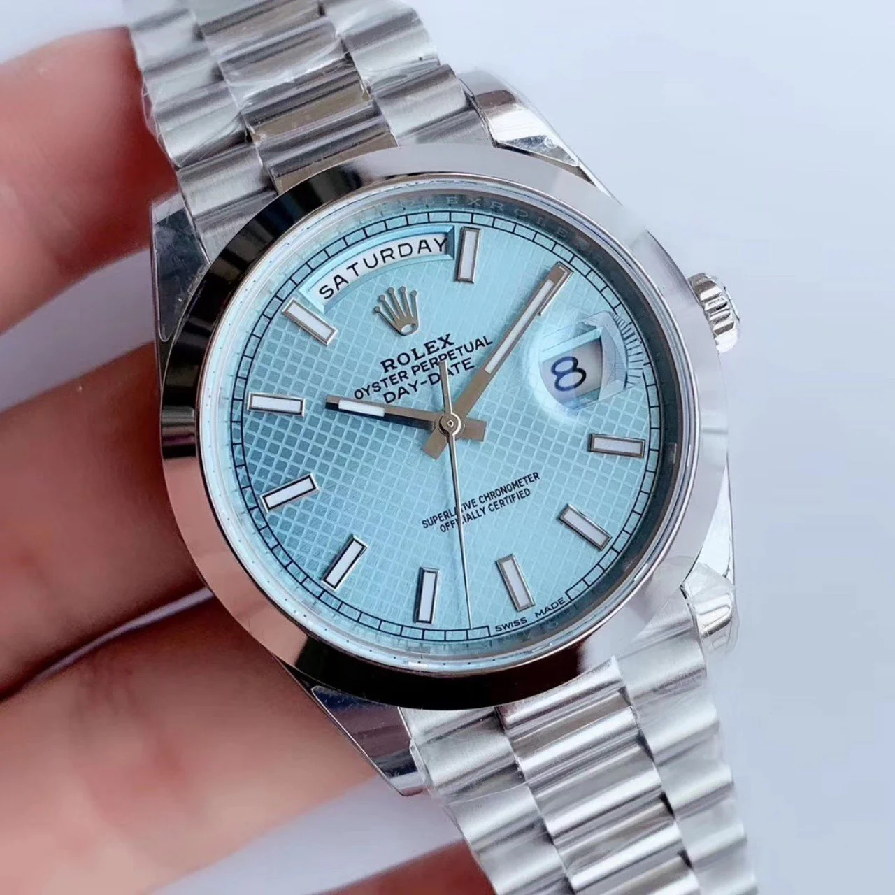 DAY-DATE 41MM STAINLESS STEEL ICE BLUE DIAL