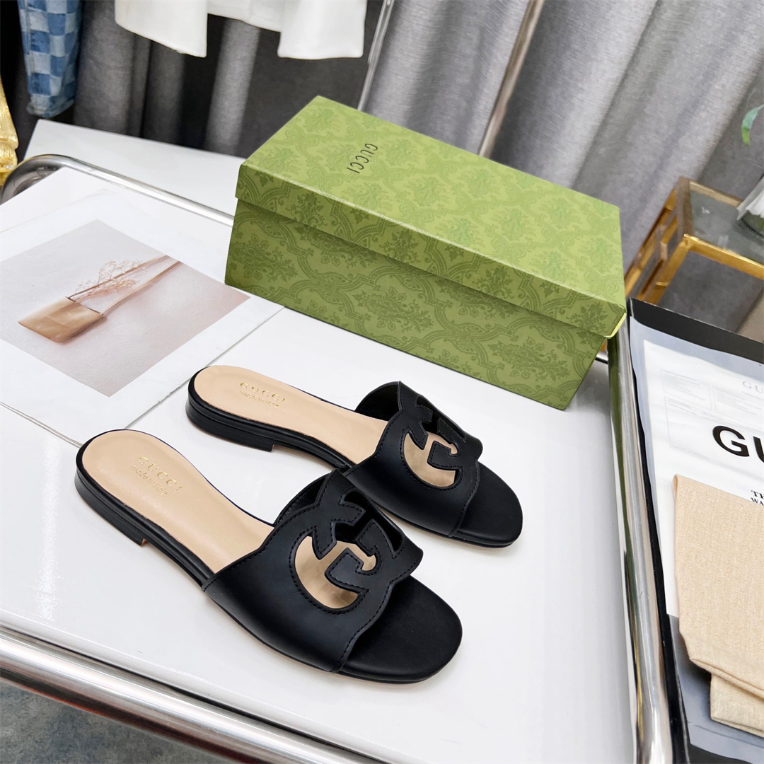 Gucci Interlocking G cut-out Slippers Size 36-41 6-Color