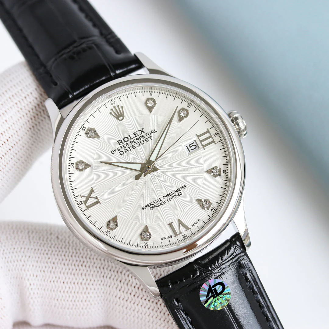 Rolex Datejust 40mm Silver Pink Gold Leather