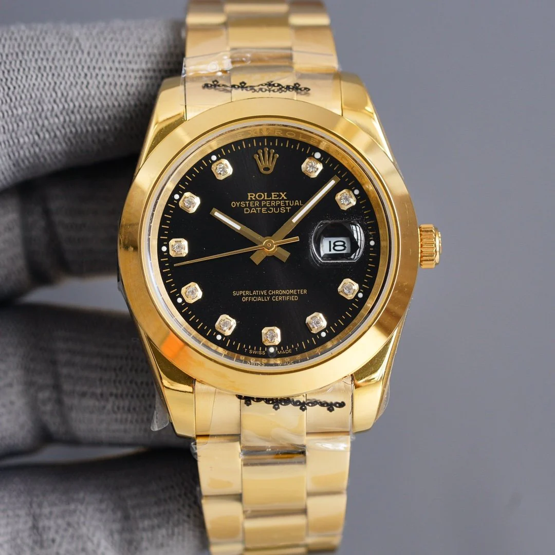 DATEJUST 41MM GOLD SMOOTH BEZEL DIAMOND NUMERALS