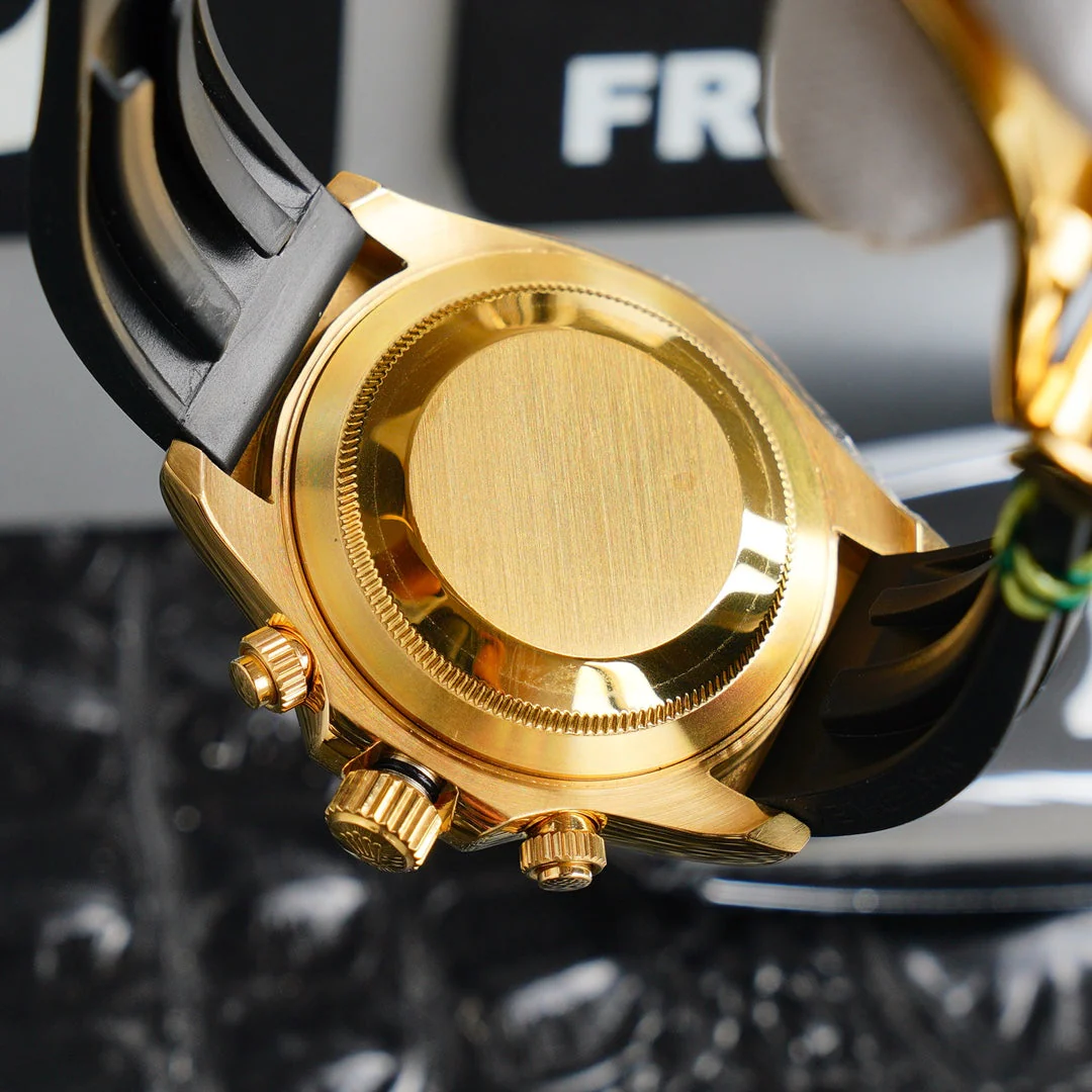 DAYTONA 40MM GOLD CASE BLACK RUBBER STRAP