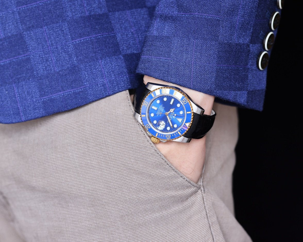 SUBMARINER DATE 40 STEEL CASE GOLD BLUE CERAMIC LEATHER