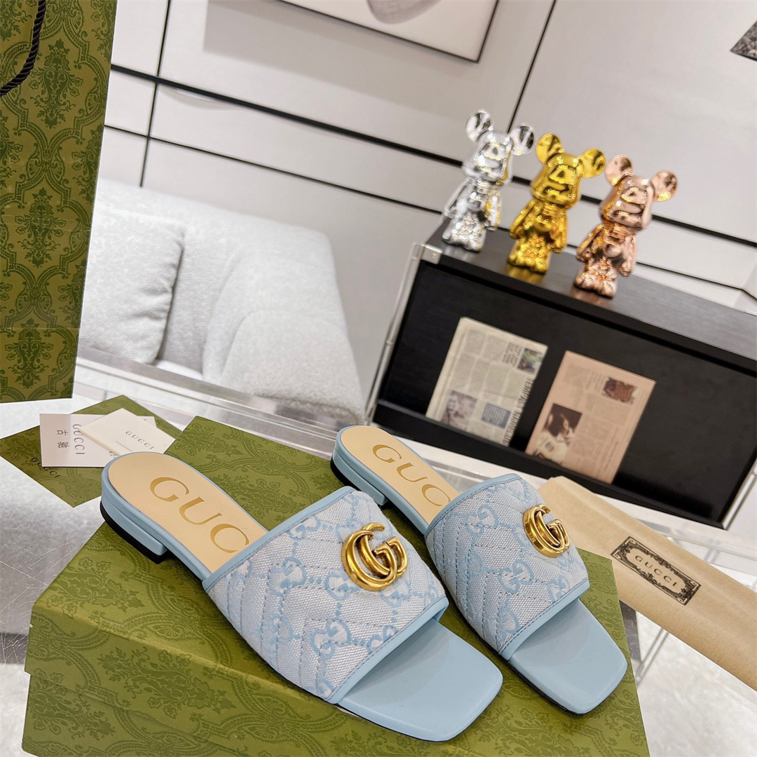 Gucci Slippers with Double G Size 36-41 7-Color