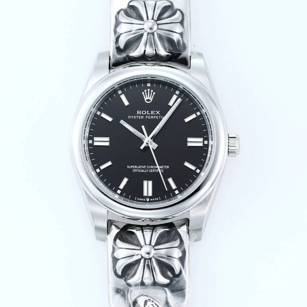 Rolex Oyster Perpetual 41mm Silver Black Dial