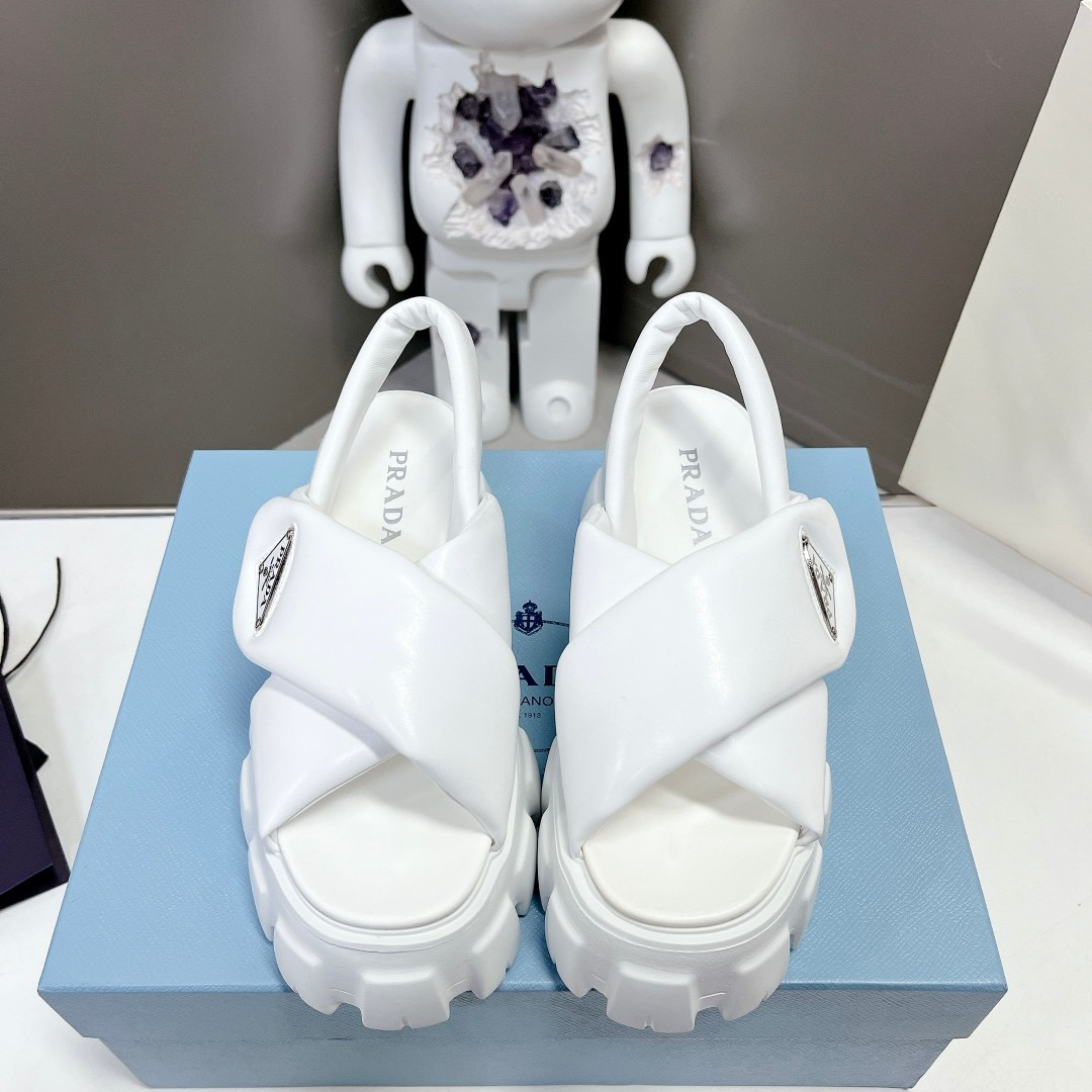 Prada Monolith Padded Leather Sandal Size 35-41 2-Color