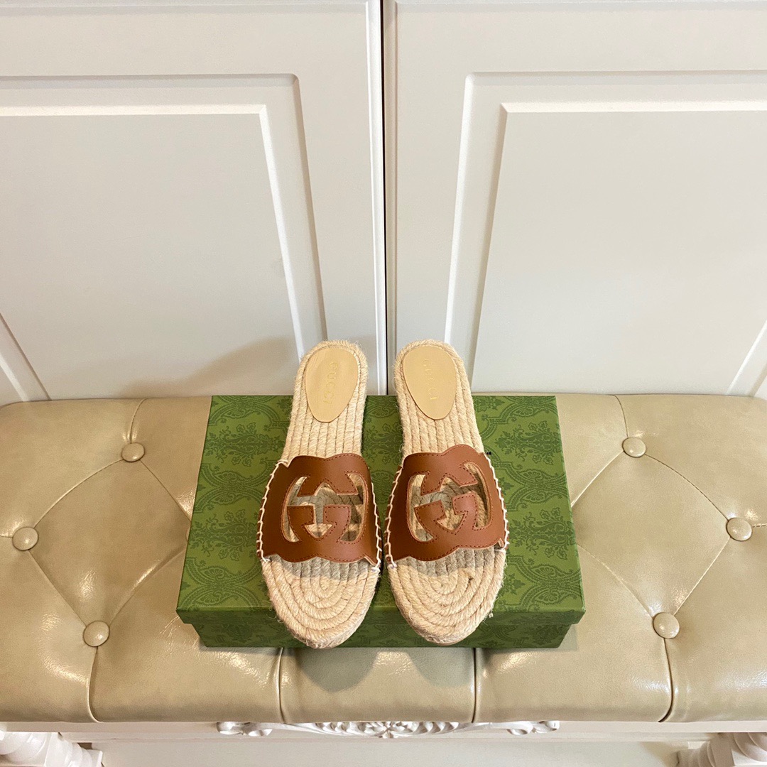 Gucci Interlocking G Cut-out Sandal Slippers Size 36-45 4-Color
