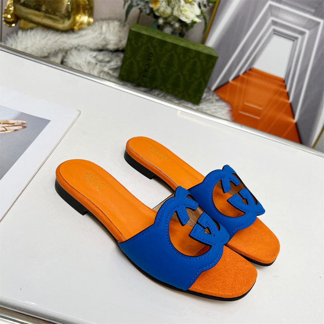 Gucci Interlocking G cut-out Slippers Size 36-41 4-Color