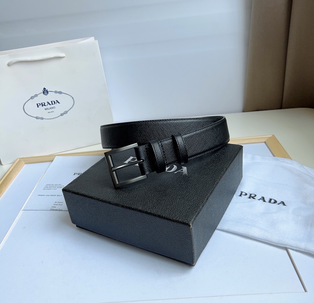 Prada Men/Women Belt Width 3.5cm