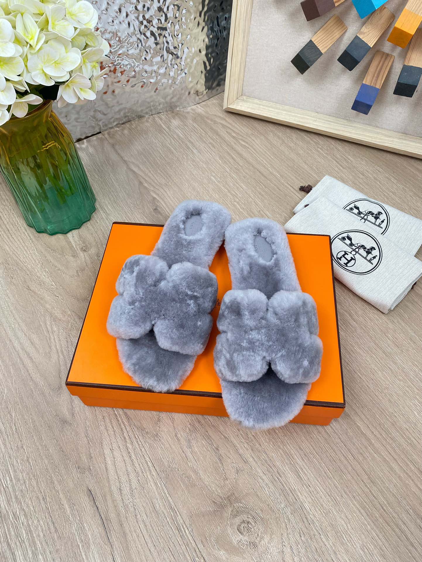 Hermes 23fw Women Winter Slippers Size 36-40
