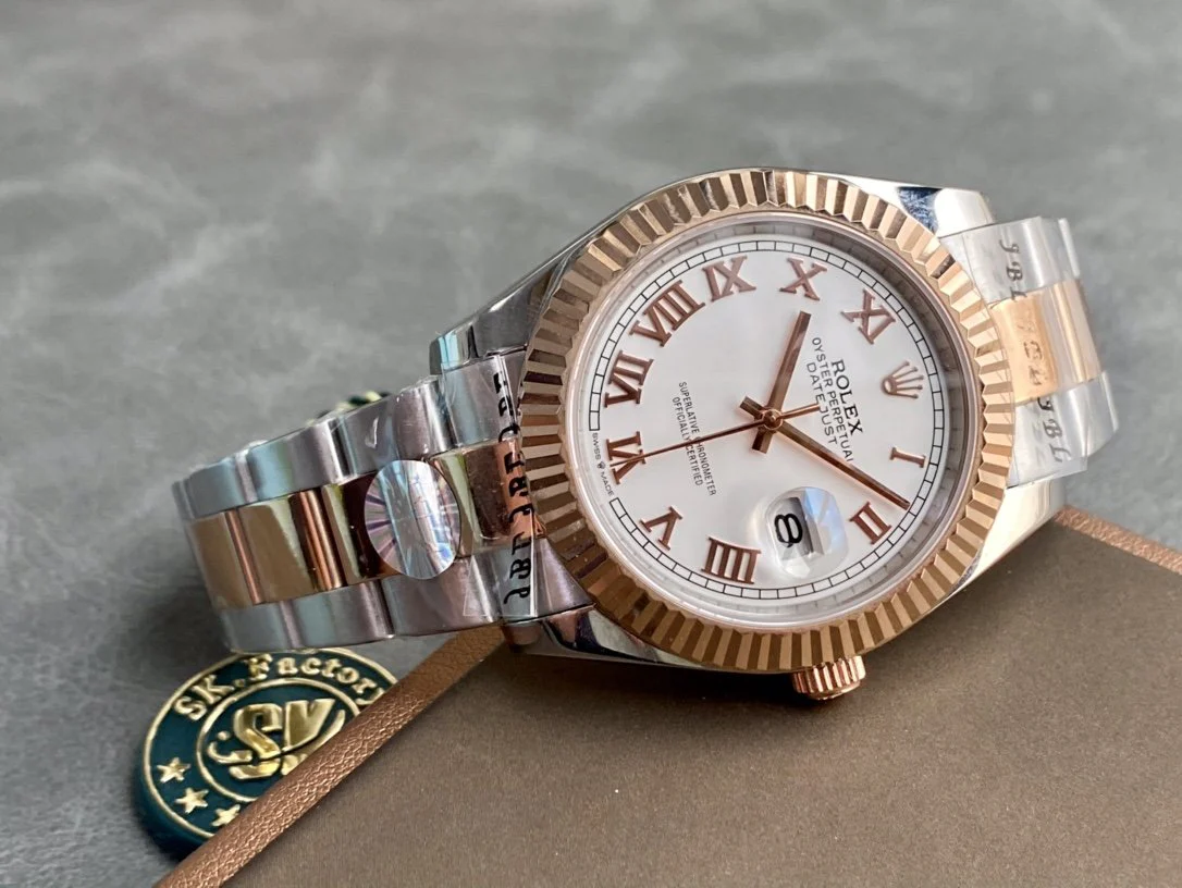 DATEJUST II GOLD STEEL WHITE DIAL ARABIC NUMERALS OYSTER BRACELET