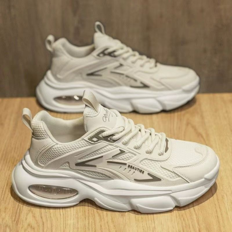 Men's Shoes Winter New Explosive Pure Black Thick Sole Black Warrior Air Cushion Casual Sports Shoes Trendy Shoes