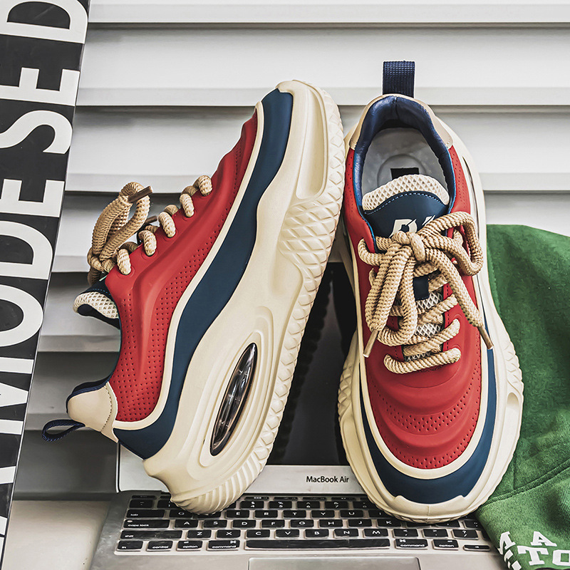 2026 Spring New Fashion Trend Sports and Leisure Shoes Men's Versatile Thick Sole Height Increasing Wear-Resistant Dad Shoes