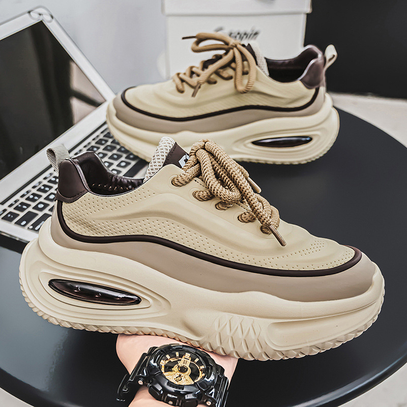 2026 Spring New Fashion Trend Sports and Leisure Shoes Men's Versatile Thick Sole Height Increasing Wear-Resistant Dad Shoes