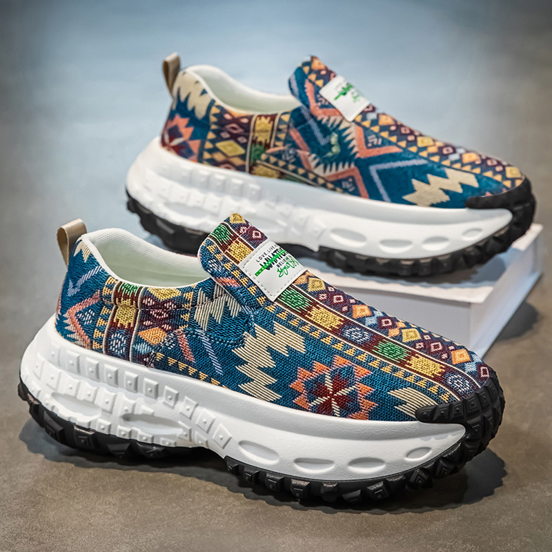 2026 Spring New Men's Shoes Breathable Embroidered Dad Shoes Thick Sole Height Increasing Casual Sports Shoes