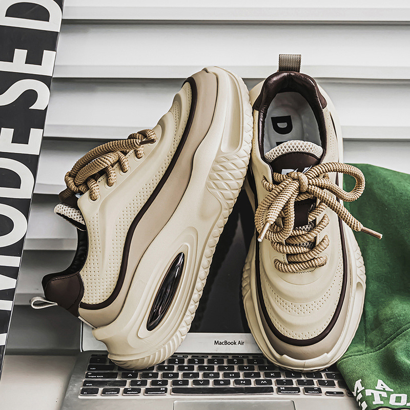2026 Spring New Fashion Trend Sports and Leisure Shoes Men's Versatile Thick Sole Height Increasing Wear-Resistant Dad Shoes