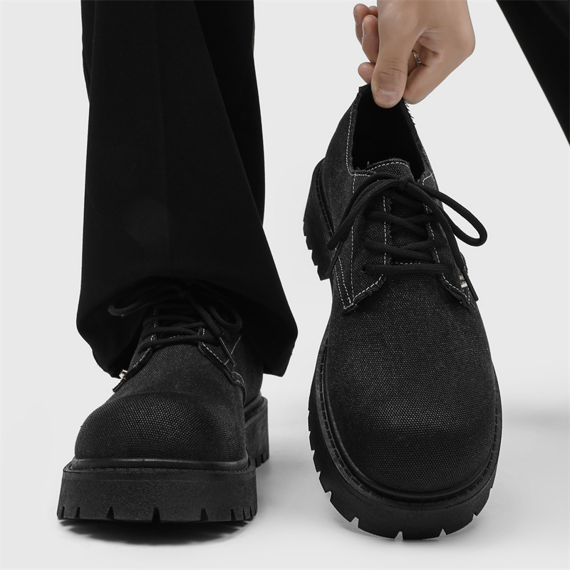 2026 Men's Original Design Big Toe Shoes, Winter Breathable British Style Thick Soled Height Increasing Casual Shoes