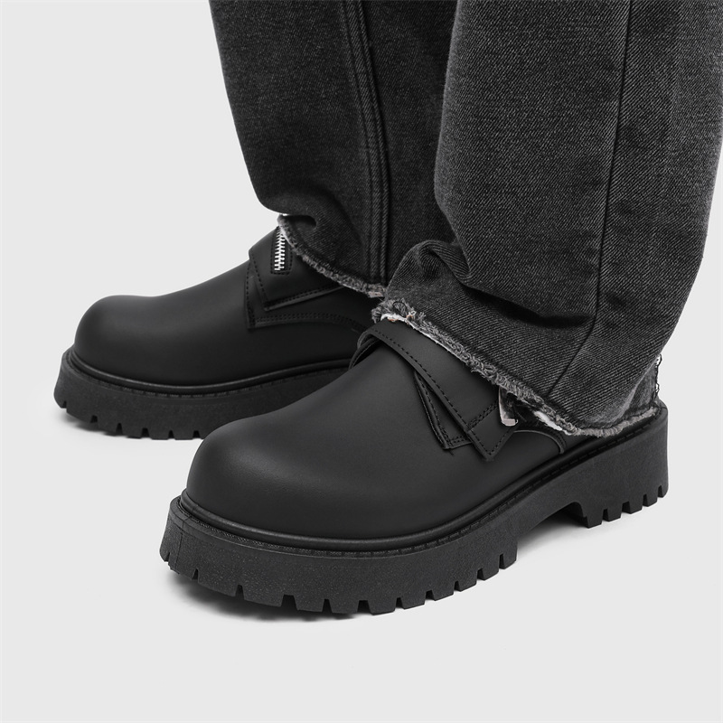 Men's New Matte High-End Casual Black British Style Mickey Workwear Small Leather Shoes