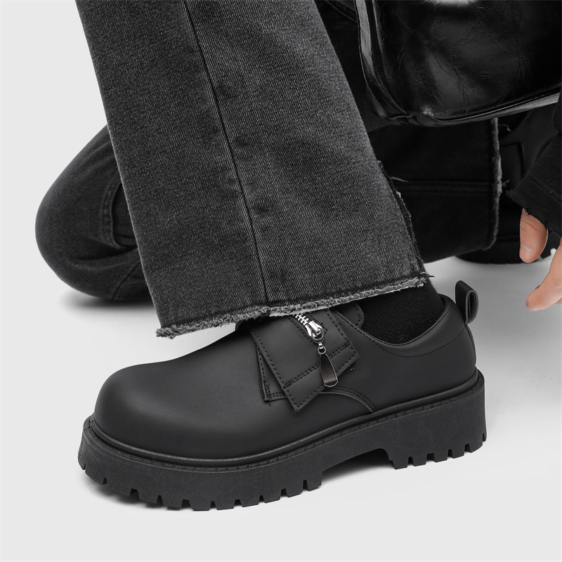 Men's New Matte High-End Casual Black British Style Mickey Workwear Small Leather Shoes