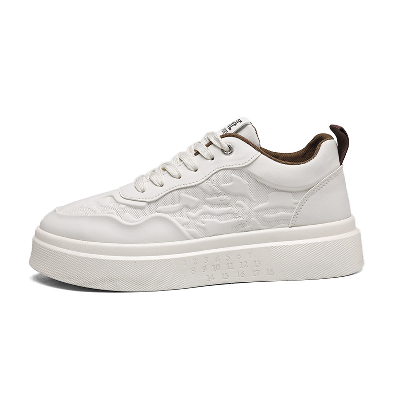 New Men's Autumn Breathable Versatile Casual Leather Shoes, Sports Thick Soled Height Increasing Board Shoes