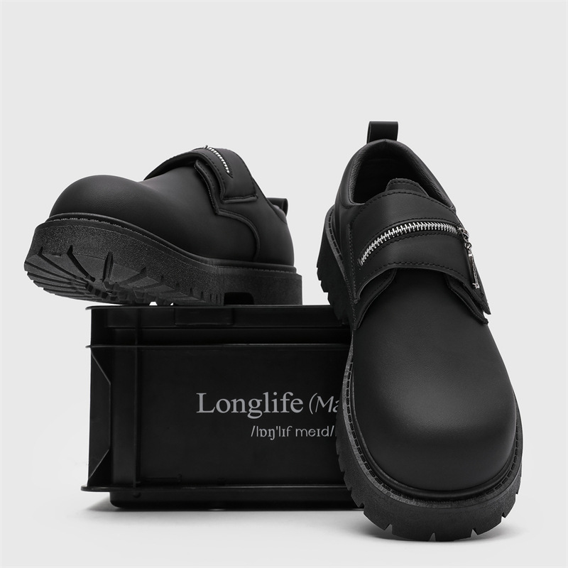 Men's New Matte High-End Casual Black British Style Mickey Workwear Small Leather Shoes