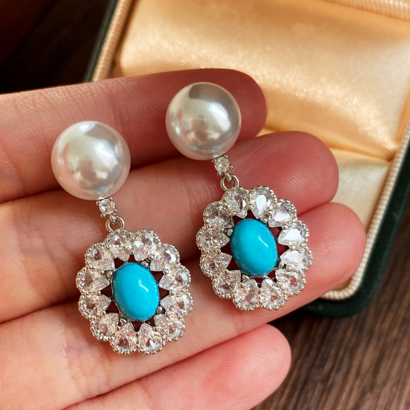 2026 Full Diamond Pearl Earrings for Women High End Charm Earrings