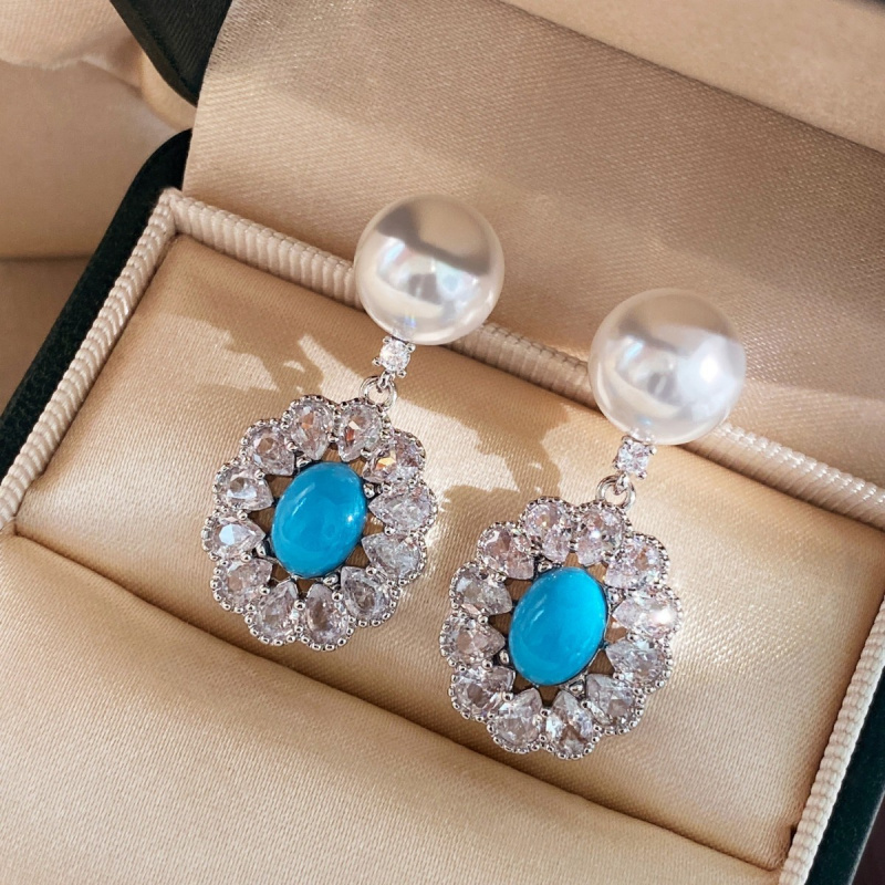 2026 Full Diamond Pearl Earrings for Women High End Charm Earrings