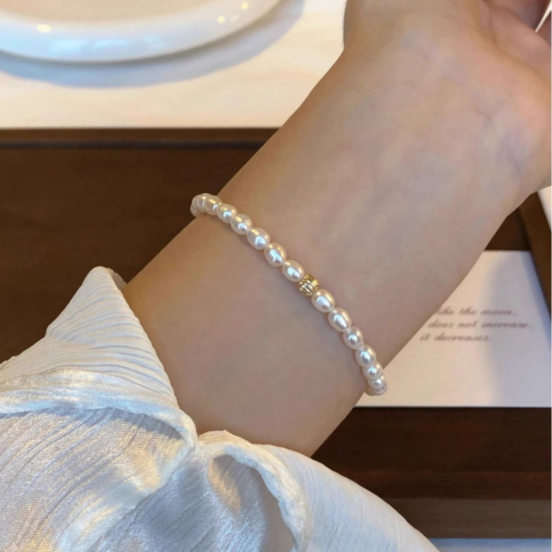 Natural Pearl Splicing Small Gold Bead Temperament Fashionable Bracelet With High-End Feel Light Luxury Bracelet