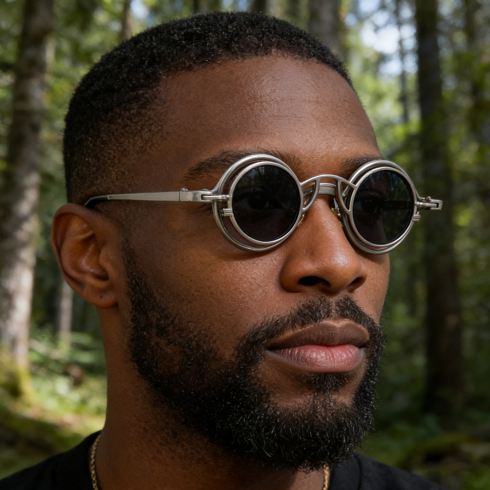 2026 New European and American Fashion Round Frame Sunglasses Set for Men, Metal Legs, High End Sunscreen Sunglasses