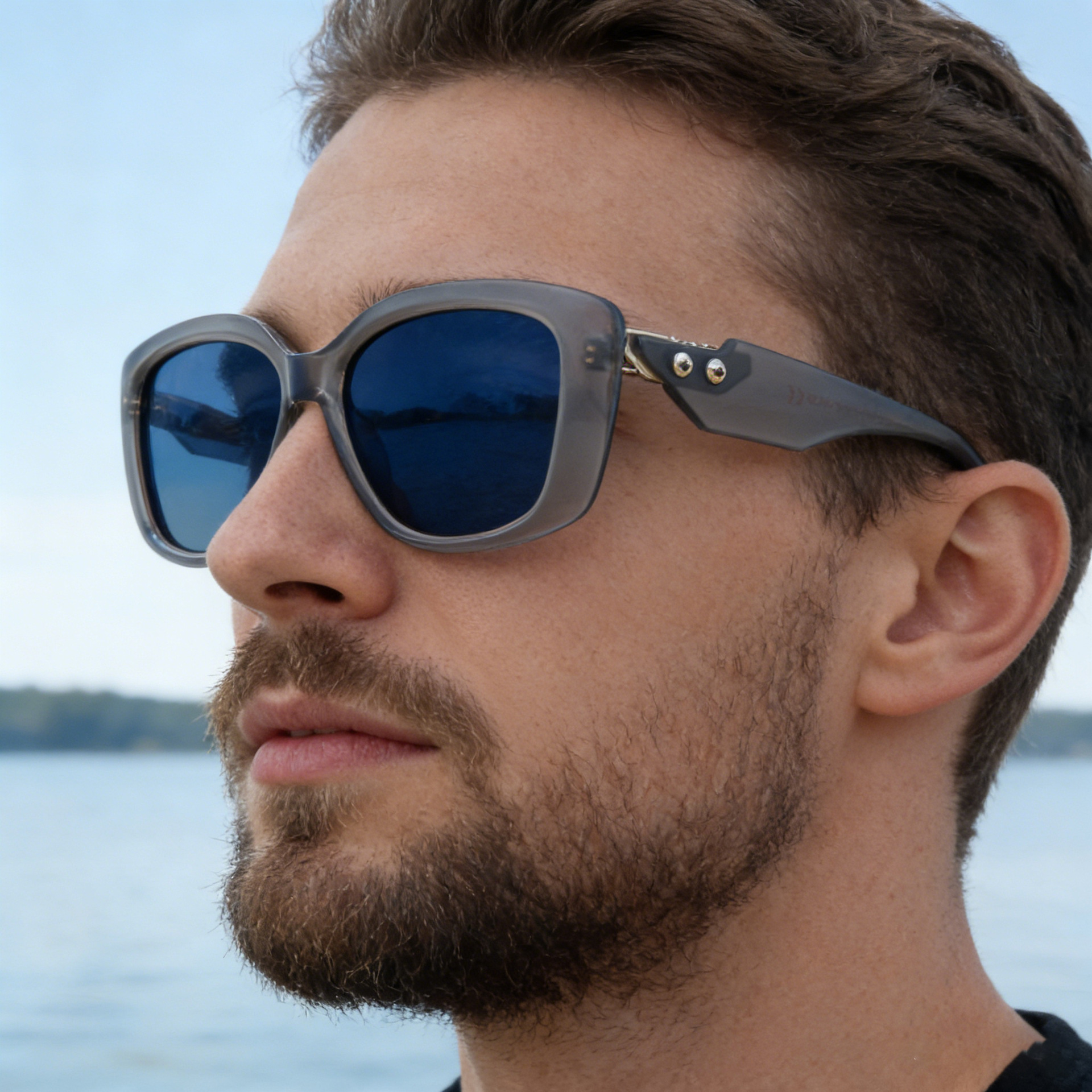 New European And American Fashion Box Polarized Sunglasses For Men, Retro Outdoor Trendy Sunscreen Sunglasses