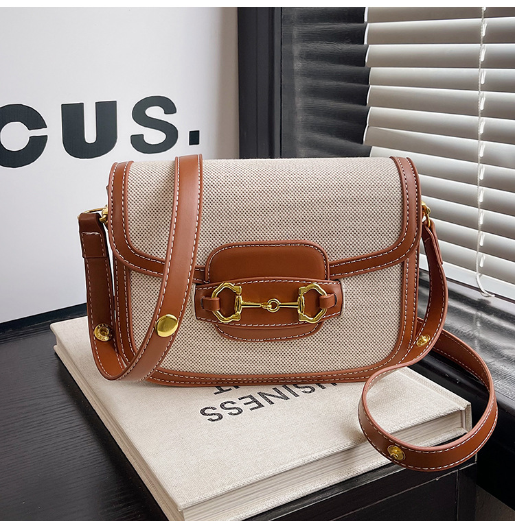 2026 New High-End Fashion Casual Shoulder Crossbody Bag for Women, Vintage Color Blocked Exquisite Saddle Bag