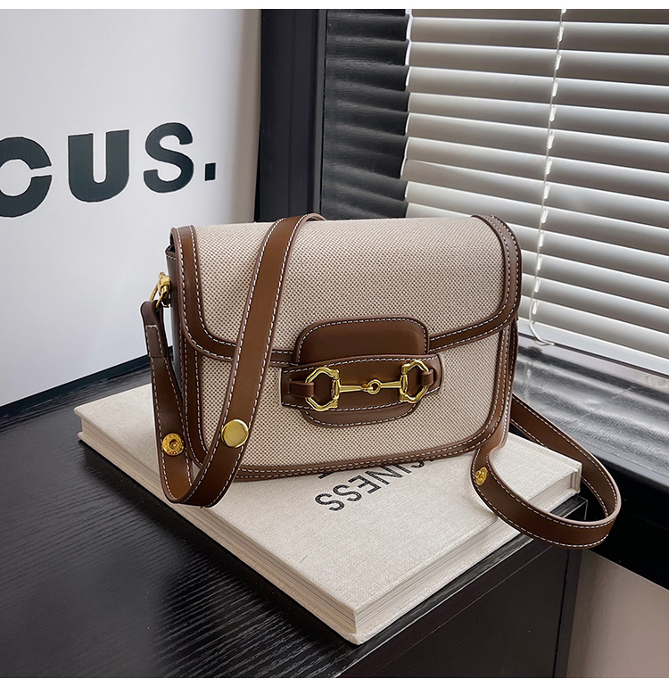 2026 New High-End Fashion Casual Shoulder Crossbody Bag for Women, Vintage Color Blocked Exquisite Saddle Bag