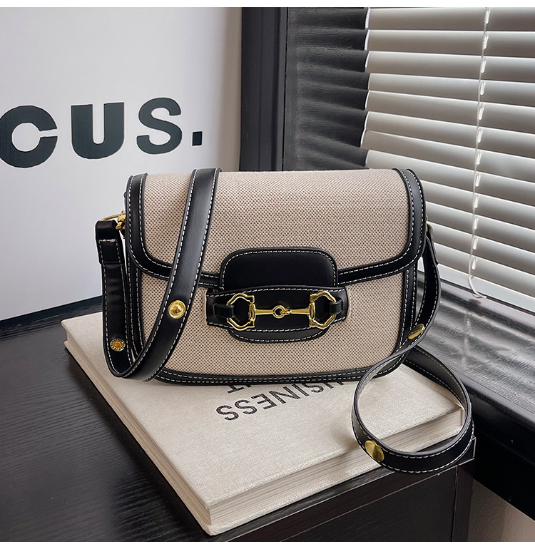 2026 New High-End Fashion Casual Shoulder Crossbody Bag for Women, Vintage Color Blocked Exquisite Saddle Bag