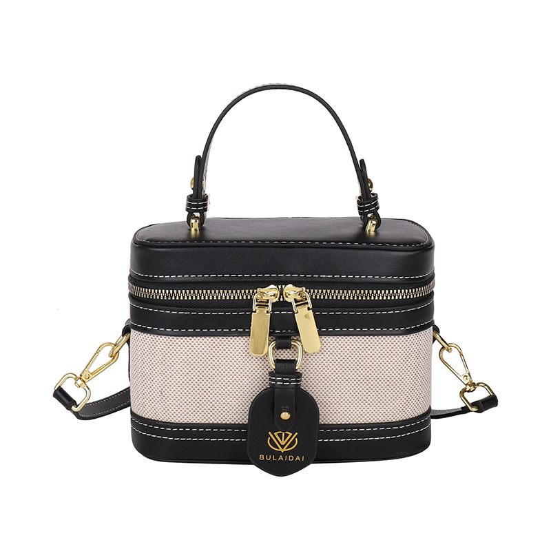 Handheld Box Small Square Bag, Women's New Retro Contrasting Splicing Versatile Single Shoulder Crossbody Bag