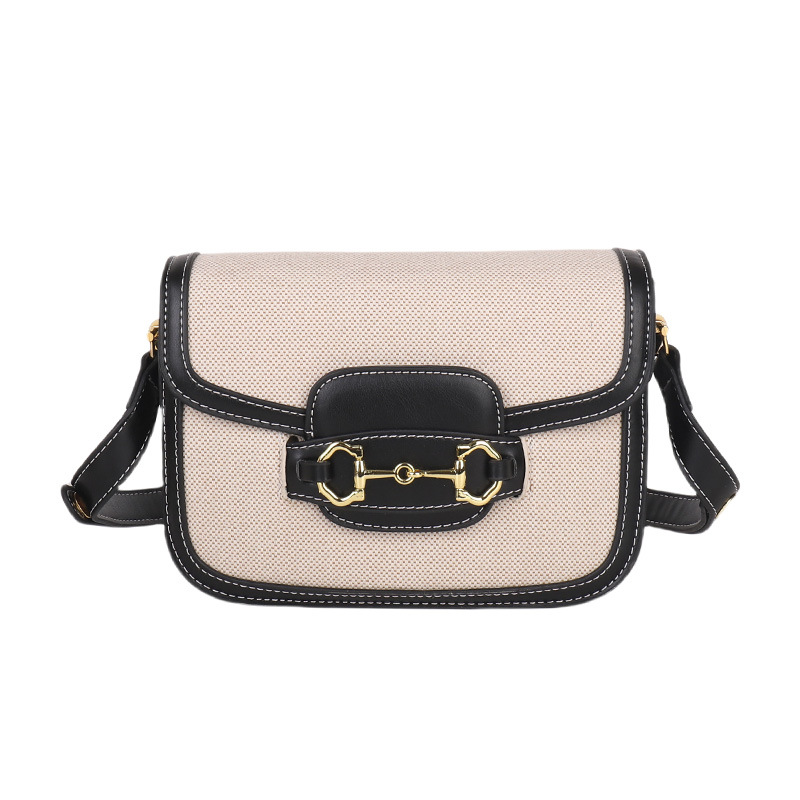2026 New High-End Fashion Casual Shoulder Crossbody Bag for Women, Vintage Color Blocked Exquisite Saddle Bag