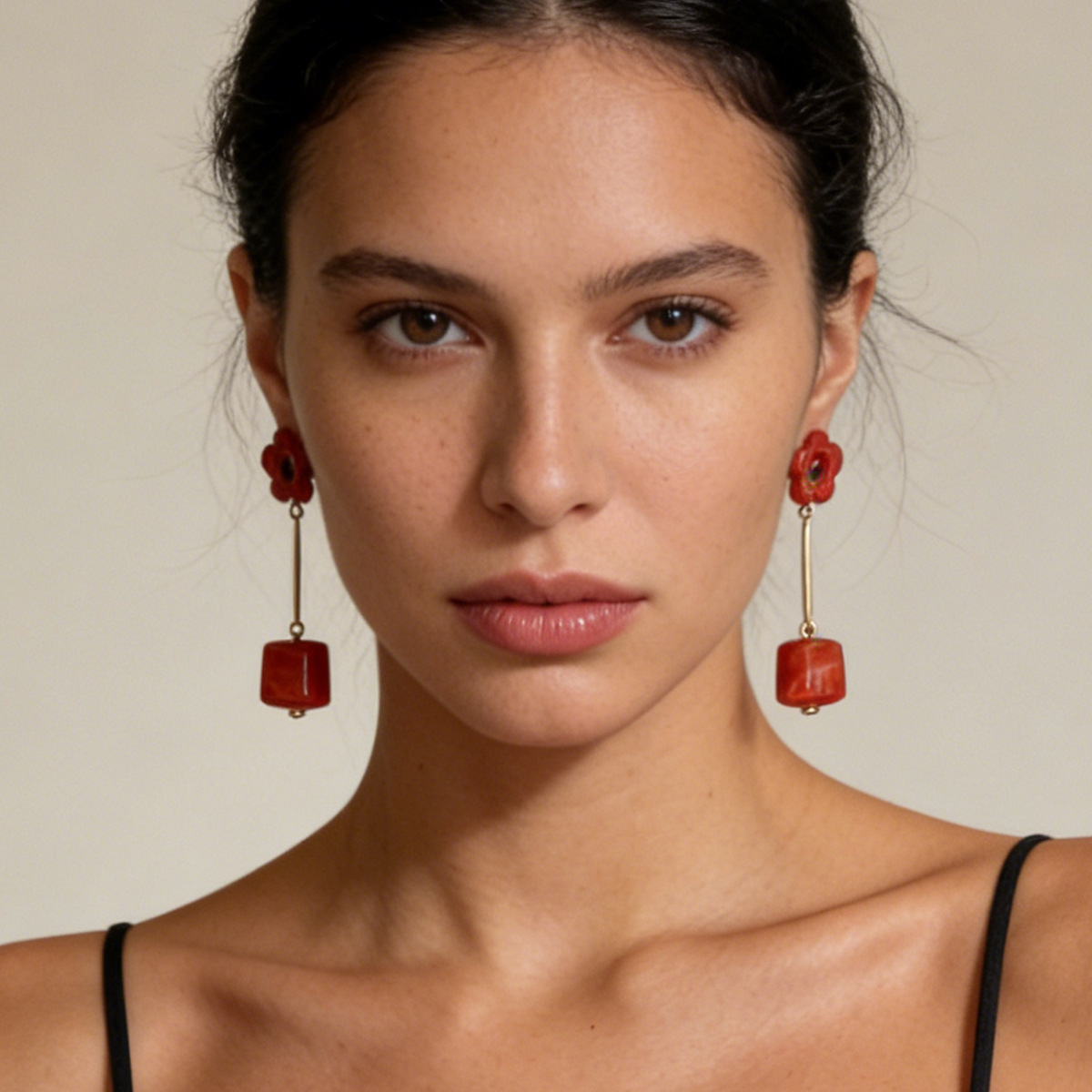 Geometric Resin Plastic Hollow Flower Pendant Earrings Versatile Daily Commuting Earrings