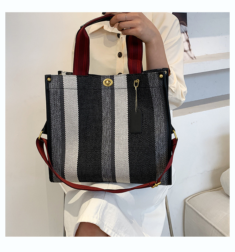 Female Hot Selling Cross-Border New Trendy Fabric Striped Handbag With High-End Texture And Light Luxury Crossbody Bag