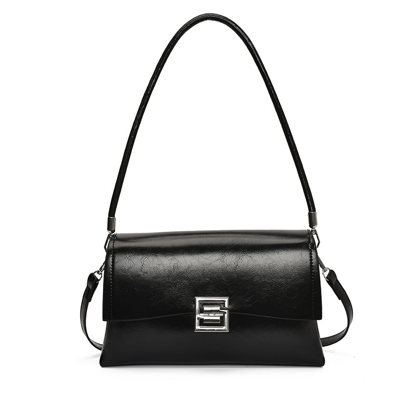 2026 New Underarm Bag Women's Retro Leisure Crossbody Bag Light Luxury Oil Wax Leather Small Square Bag