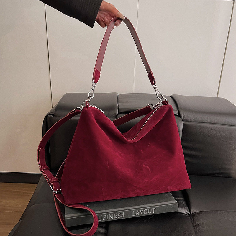 Women's New Suede Armpit Pillow Bag, Retro Frosted Casual Shoulder Crossbody Bag