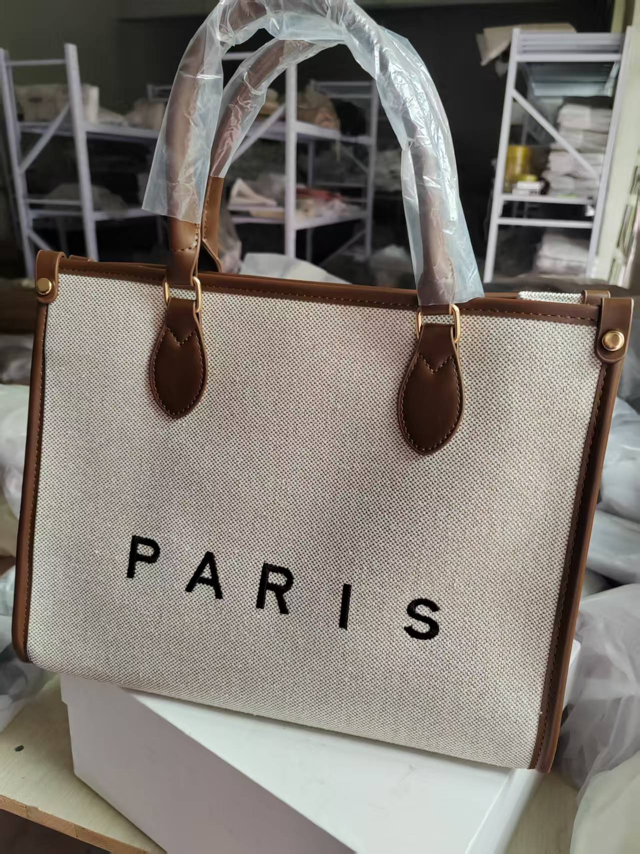 New Canvas Embroidered Letter Handheld Tote Bag With Advanced Sense, Casual Commuter Single Shoulder Crossbody Bag